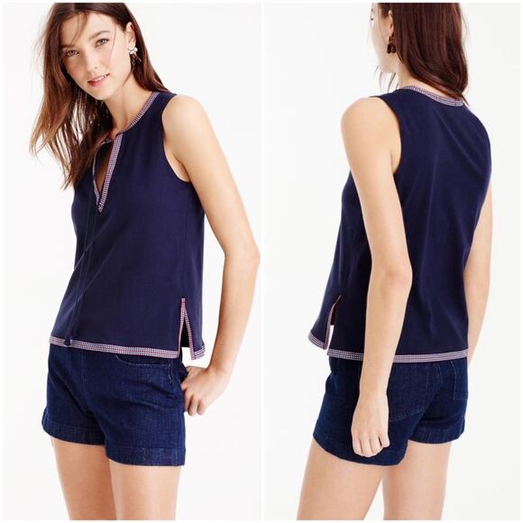 J. Crew Tank Top With Embroidered Trim - Picture 1 of 7